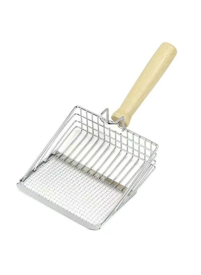 Oldzhan 2-in-1 wooden handle cat litter shovel walnut sand small hole bentonite mineral sand filter shovel pet supplies - Image 2